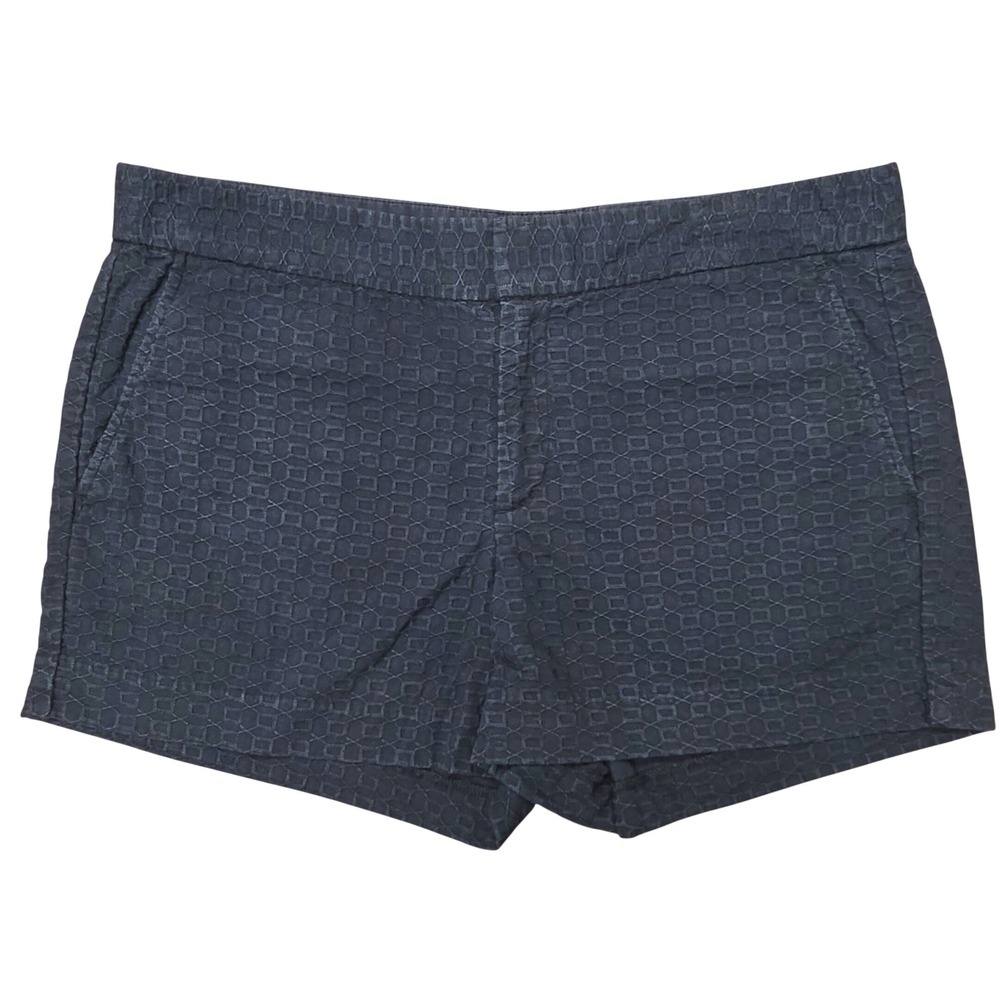 Banana Republic Shorts Women 12 Navy Blue Hampton Fit Geometric Eyelet Nautical
